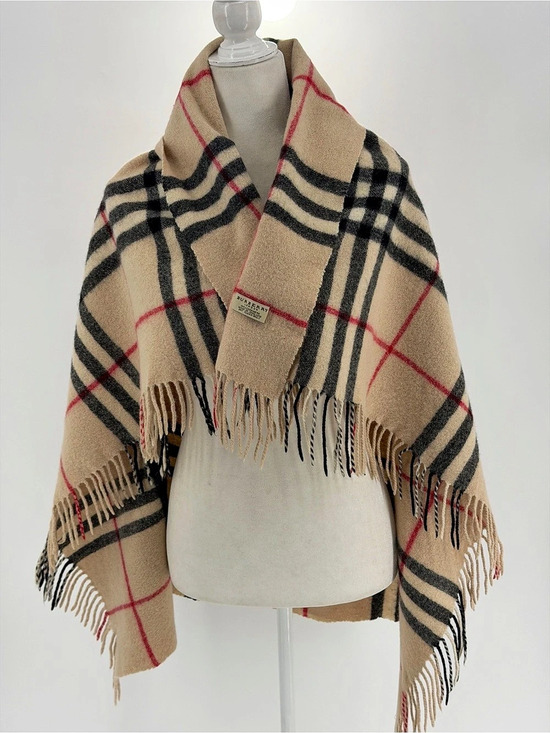 Burberry Accessories - Burberry London Classic Giant Check Cashmere Fringe Small Shawl